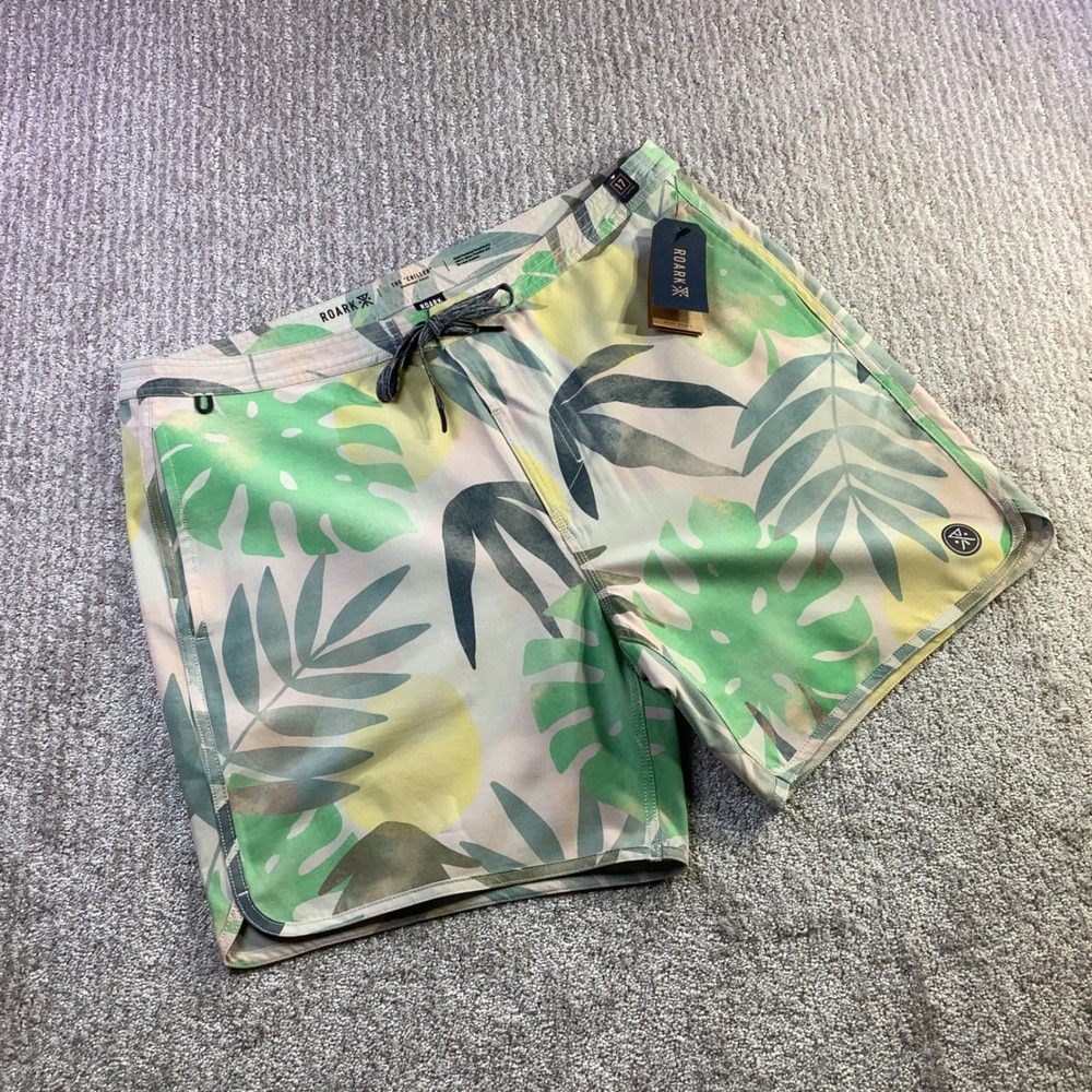 Roark Chiller De Palmas Boardshorts Green Hemp Blend‎ Mens Size 36 NWT